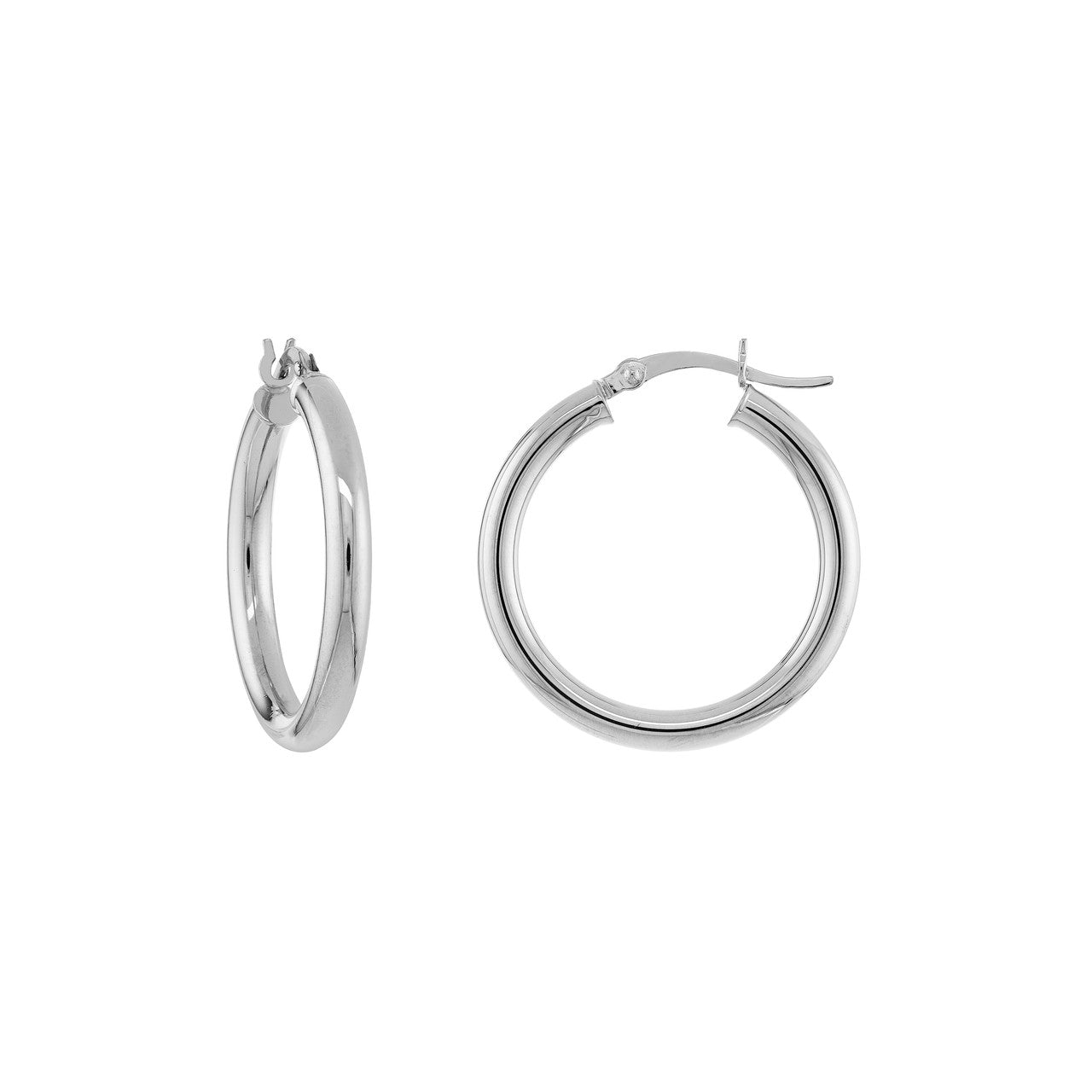 Diamond Medium Size Hoop Earrings 14K Yellow Gold