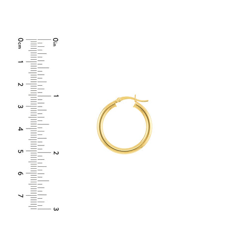 14K Gold Hoop Earrings 3 MM x 25 MM (Medium Size) - Queen May