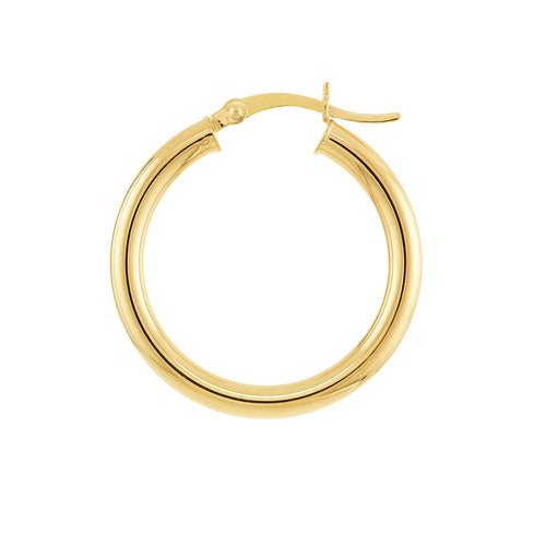 14K Gold Hoop Earrings 3 MM x 25 MM (Medium Size) - Queen May
