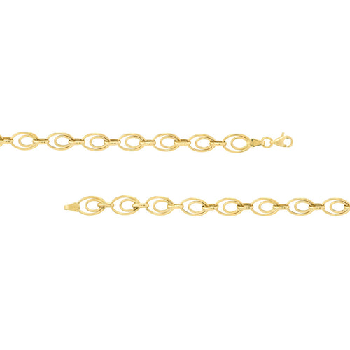 14K Yellow Gold Graduated Double Oval Link Bracelet - Queen May