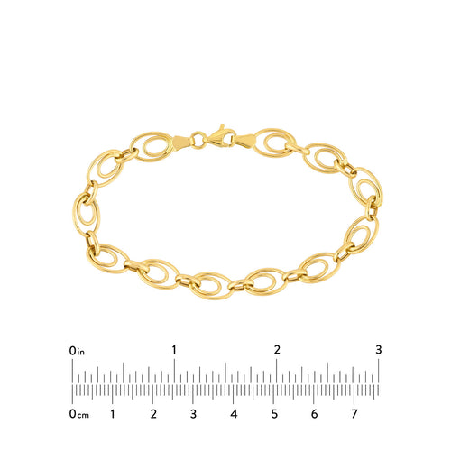 14K Yellow Gold Graduated Double Oval Link Bracelet - Queen May