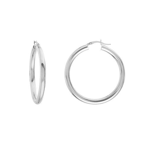 14K White, Yellow, or Rose Gold Hoop Earrings 4 MM x 40 MM (Large Size) - Queen May