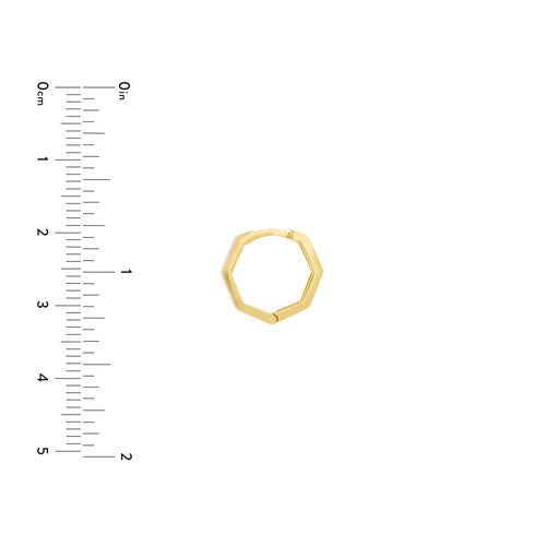 14K Yellow Gold Small Hexagon Shaped Huggie Hoop Earrings - Queen May