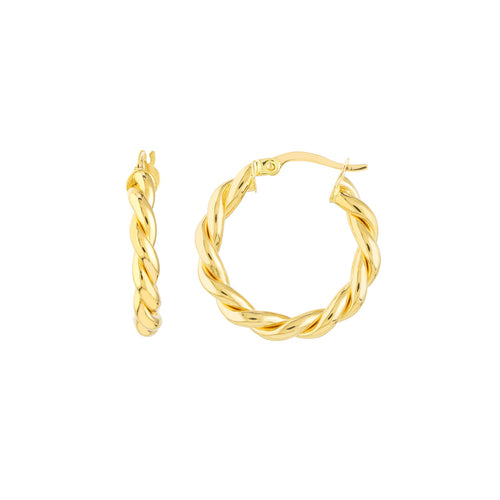 14K Yellow Gold Small Braided Hoop Earrings - Queen May