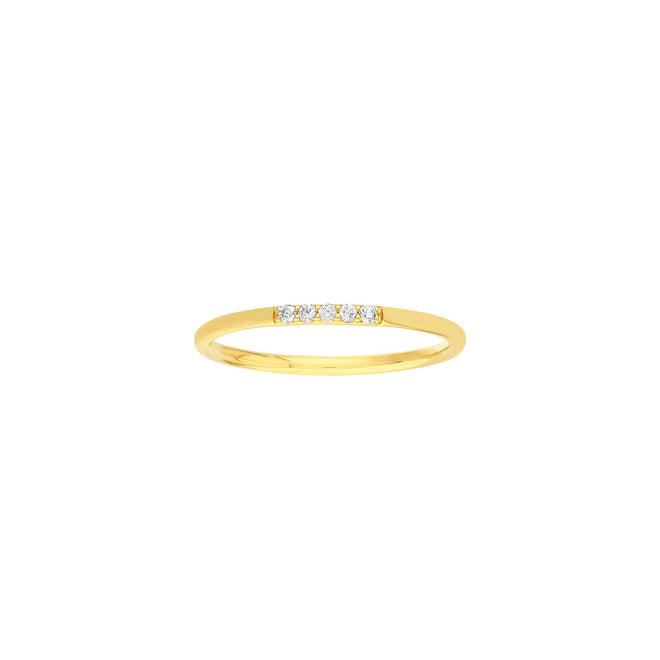 14K Yellow Gold Mini Diamond Pave Stackable Band - Queen May