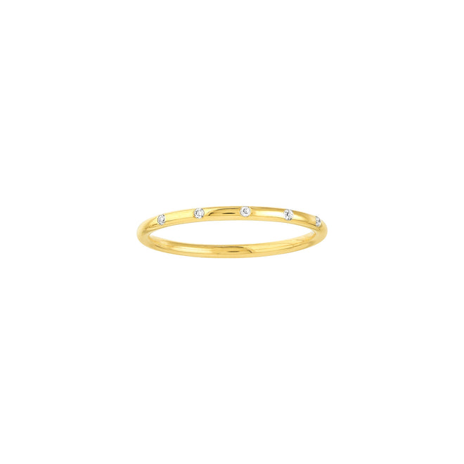 14K Gold Diamond Station Band - Queen May