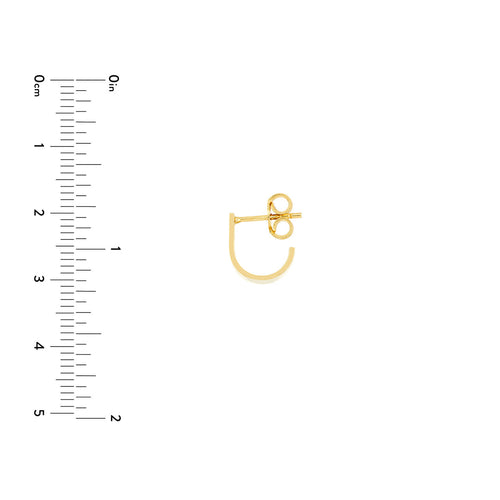 14K Yellow Gold Wide J-Huggie Earrings - Queen May
