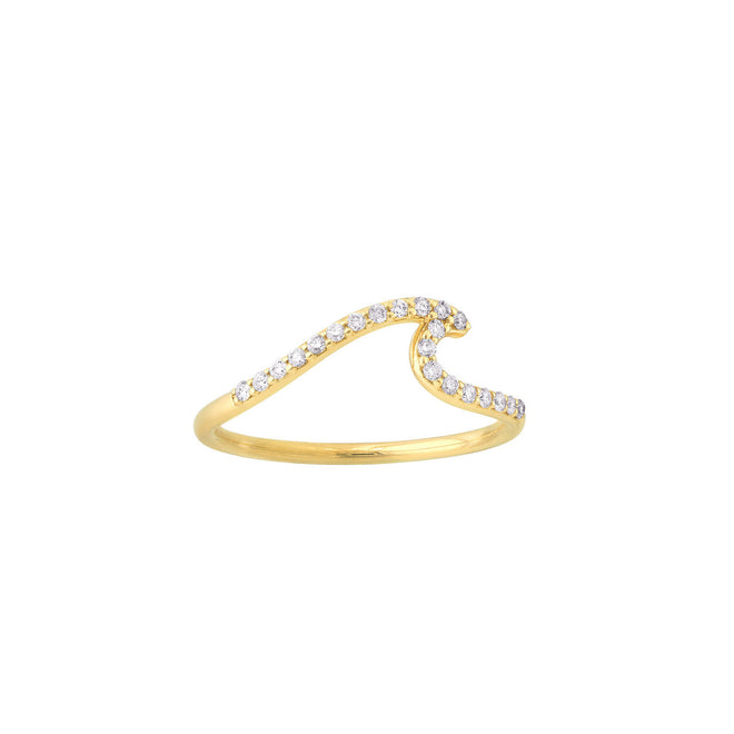 14K Yellow Gold Diamond Wave Ring - Queen May