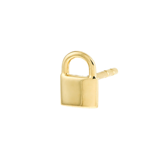 14K Yellow Gold Padlock Baby Stud Earrings - Queen May