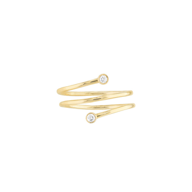 14K Yellow Gold Dainty Diamond Wrap Ring - Queen May