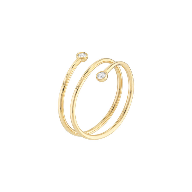 14K Yellow Gold Dainty Diamond Wrap Ring - Queen May