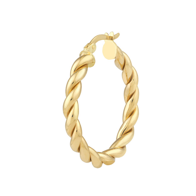 14K Yellow Gold Large Braided Hoop Earrings - Queen May