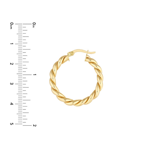 14K Yellow Gold Large Braided Hoop Earrings - Queen May