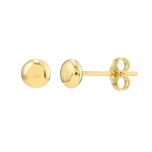 14K Yellow Gold 4.5mm Button Stud Earrings - Queen May