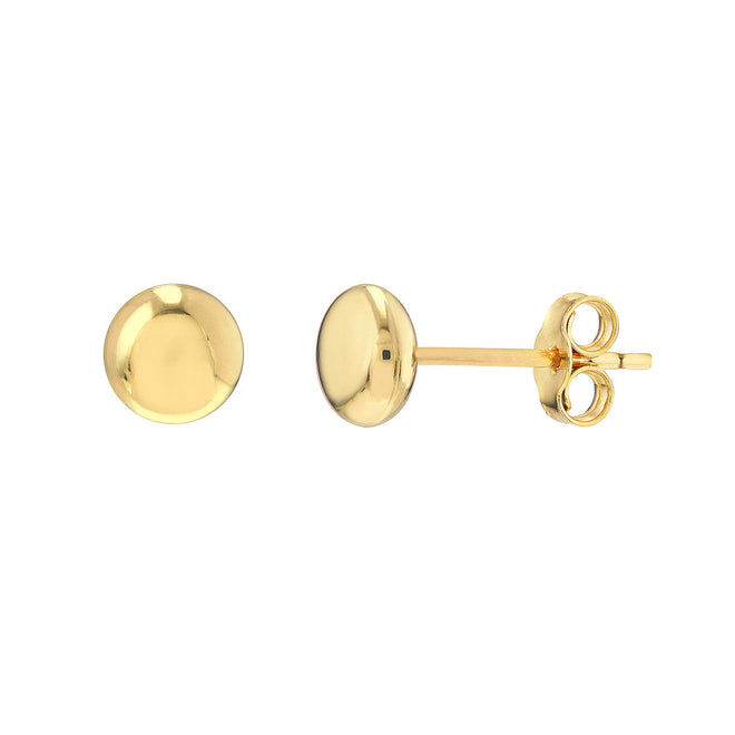 14K Yellow Gold 5.5mm Button Stud Earrings - Queen May