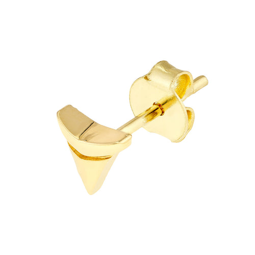 14K Yellow Gold Shark Tooth Micro Stud Earrings - Queen May