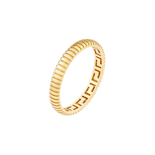 14K Yellow Gold Ridged Snake Band - Queen May