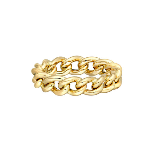 14K Yellow Gold Concave Open Curb Ring - Queen May