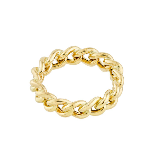 14K Yellow Gold Concave Open Curb Ring - Queen May