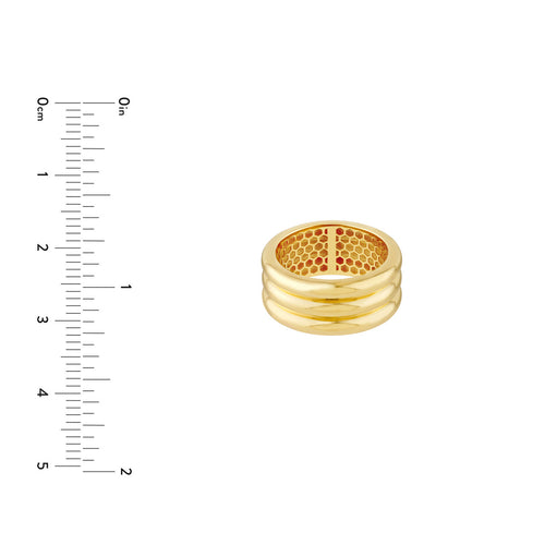 14K Yellow Gold Triple Ridge Band Ring - Queen May