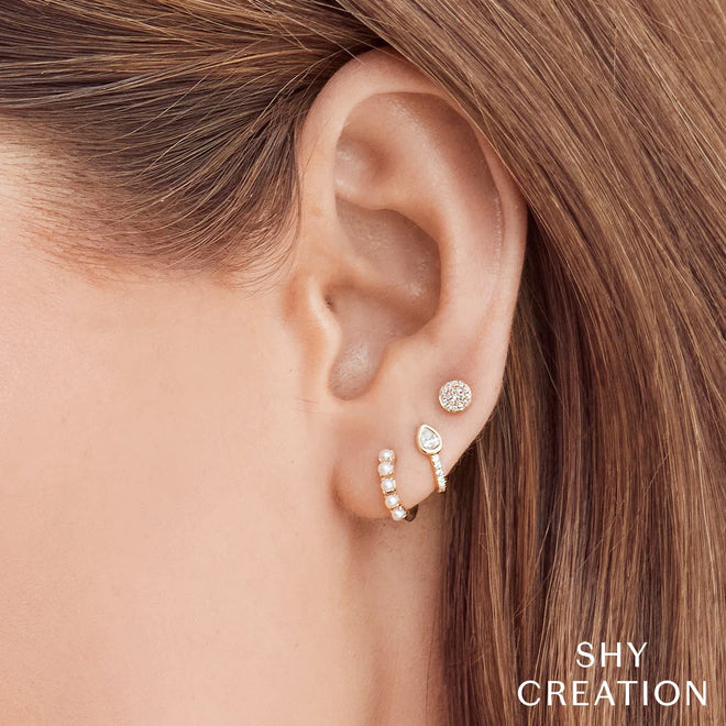14K Gold Cultured Pearl Mini Huggie Earrings - Queen May