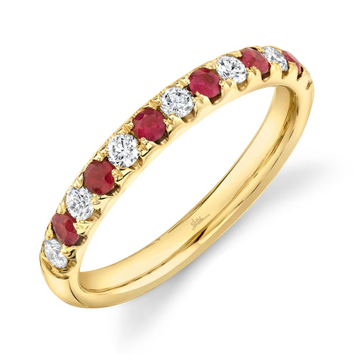 14K Gold 0.30 Carat Ruby & Diamond Band - Queen May