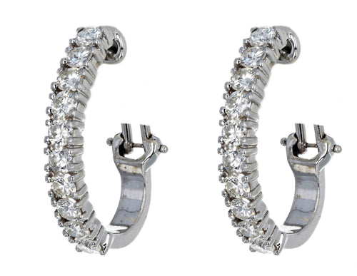 Hammerman Brothers 2.5 Carat Total Weight Round Diamond Hoop Earrings in 14K White Gold - Queen May