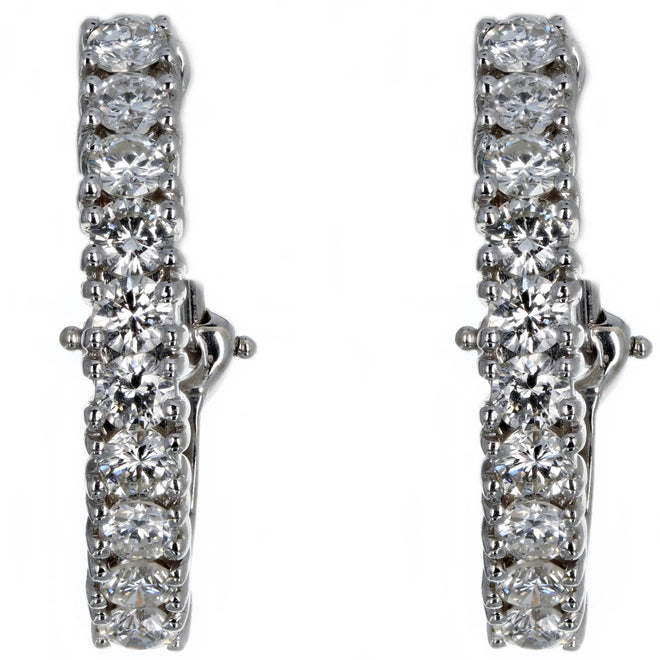 Hammerman Brothers 2.5 Carat Total Weight Round Diamond Hoop Earrings in 14K White Gold - Queen May