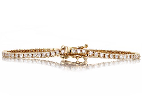 14K Yellow Gold 1.47 Carat Total Weight Round Brilliant Cut Diamond Tennis Bracelet - Queen May