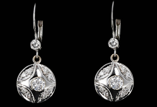 14K White Gold 0.70 Carat Total Weight Diamond Drop Earrings - Queen May