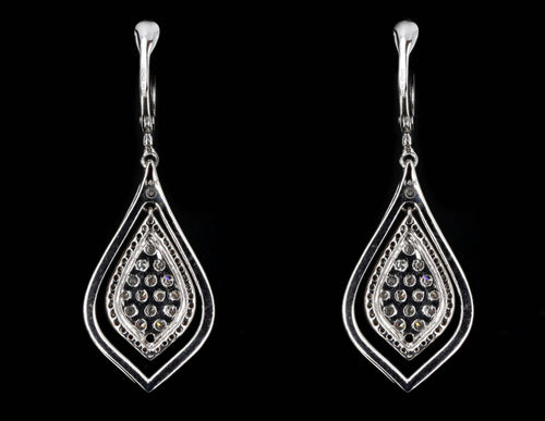 14K White Gold 0.75 Carat Total Weight Diamond Pave Teardrop Earrings - Queen May