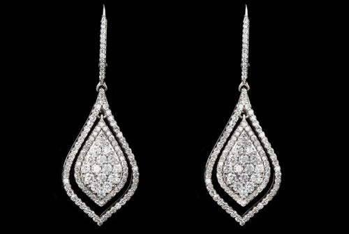 14K White Gold 0.75 Carat Total Weight Diamond Pave Teardrop Earrings - Queen May