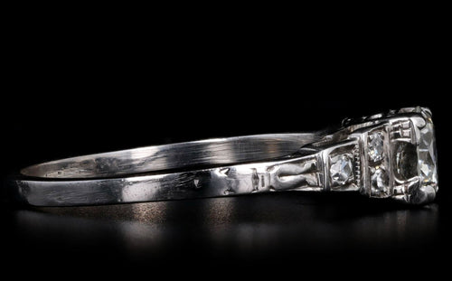 Art Deco Platinum 0.51 Carat Old European Diamond Engagement Ring - Queen May