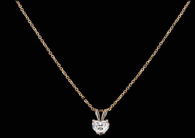 14K Yellow Gold 0.64 Carat Heart Diamond Pendant Necklace EGL Certified - Queen May