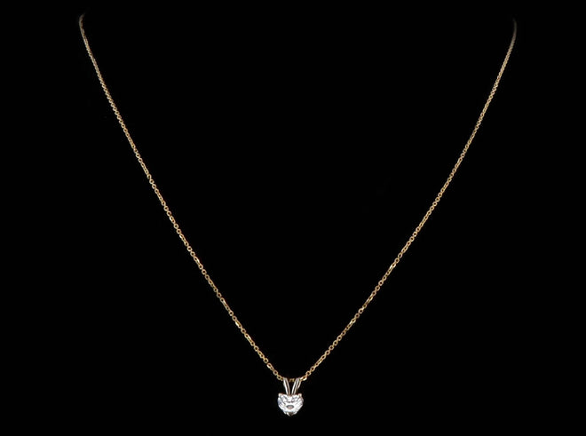 14K Yellow Gold 0.64 Carat Heart Diamond Pendant Necklace EGL Certified - Queen May