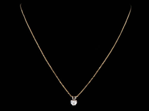 14K Yellow Gold 0.64 Carat Heart Diamond Pendant Necklace EGL Certified - Queen May