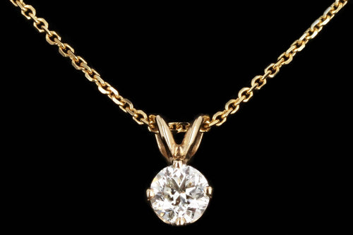 14K Yellow Gold 0.45 Carat Old European Diamond Solitaire Pendant Necklace - Queen May