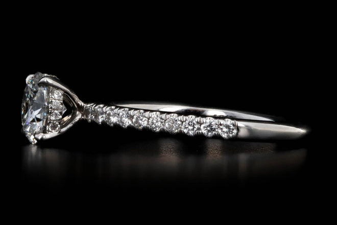 14K White Gold 0.80 Carat Round Brilliant Diamond Hidden Halo Engagement Ring - Queen May