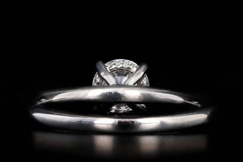 14K White Gold 0.80 Carat Round Brilliant Diamond Hidden Halo Engagement Ring - Queen May