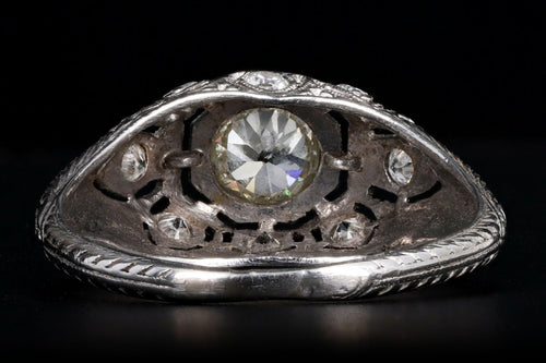 Art Deco Platinum 0.55 Carat Old European Diamond Filigree Engagement Ring - Queen May