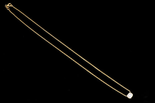14K Yellow Gold 0.31 Carat Total Weight Mosaic Emerald Cut Diamond East-West Bezel Pendant Necklace - Queen May