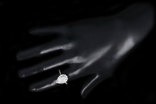 2.08 Carat Pear Diamond Graduated Halo Engagement Ring in Platinum GIA Certified - Queen May