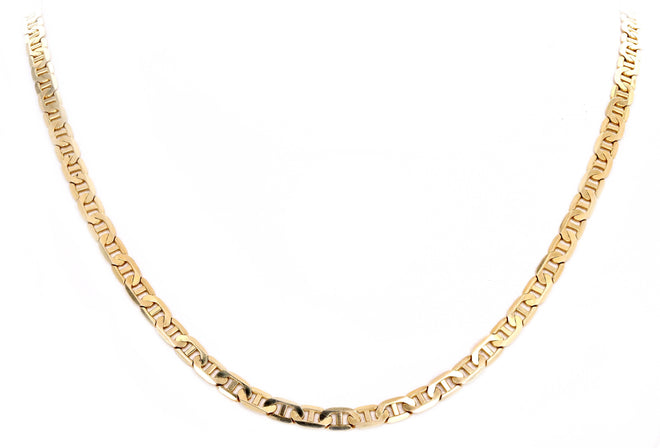 14K Yellow Gold 5mm Flat Mariner Link Men's Chain - Queen May