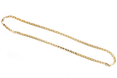 14K Yellow Gold 5mm Flat Mariner Link Men's Chain - Queen May