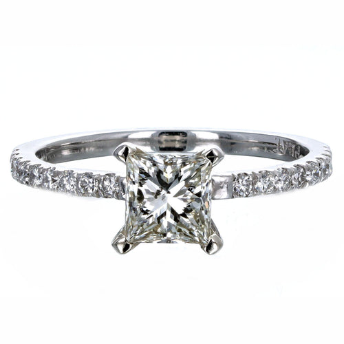0.99 Carat Princess Cut Diamond Engagement Ring in Platinum GIA Certified - Queen May