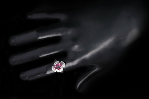 Retro Platinum 3.30 Carat Natural Pink Sapphire & Diamond Ballerina Fan Ring - Queen May