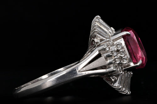 Retro Platinum 3.30 Carat Natural Pink Sapphire & Diamond Ballerina Fan Ring - Queen May