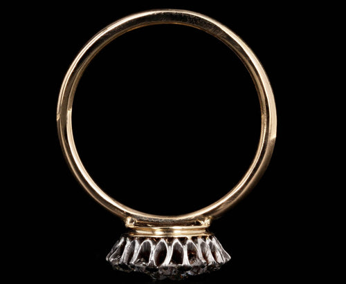 Victorian 14K Yellow Gold & Platinum 0.6 Carat Old European Diamond Halo Stick Pin Conversion Ring - Queen May