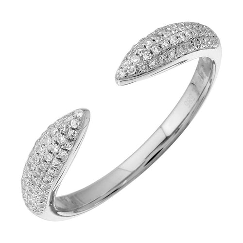 14K White or Yellow Gold Diamond Pave Claw Ring - Queen May