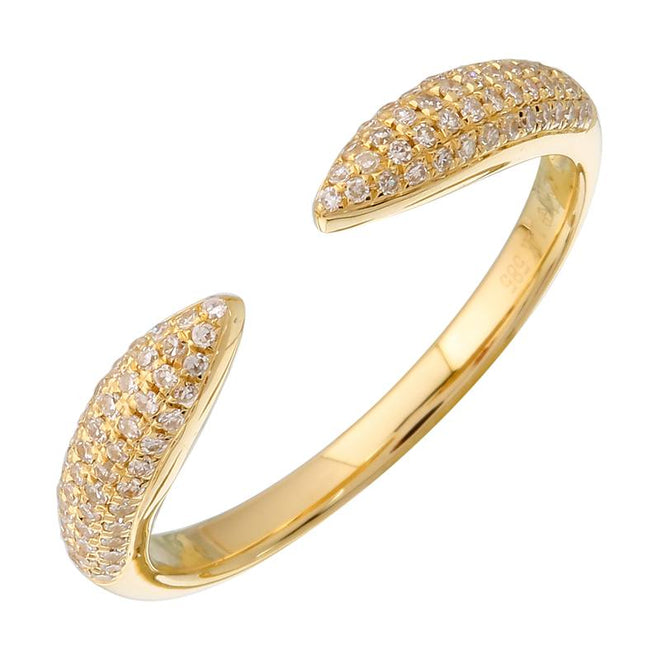 14K White or Yellow Gold Diamond Pave Claw Ring - Queen May